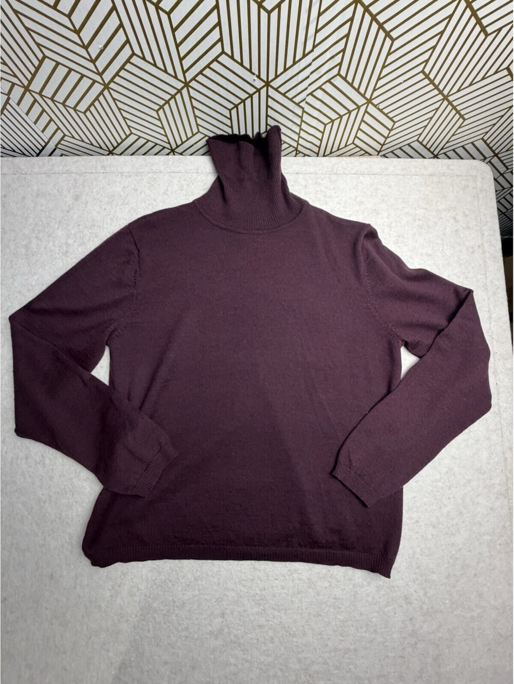 Pendleton Womens L 100% Merino Wool Turtleneck Burgundy Sweater Long Slv Classic